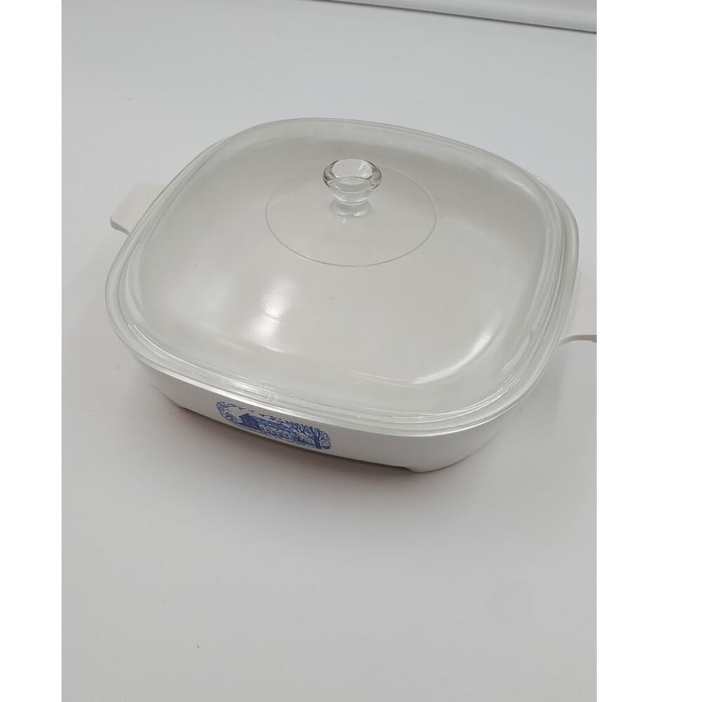 VTG Corning Ware Blue Colonial House AMANA Microwave Browning Skillet
